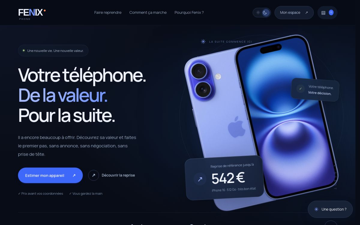 Aperçu du site Fenix Phone